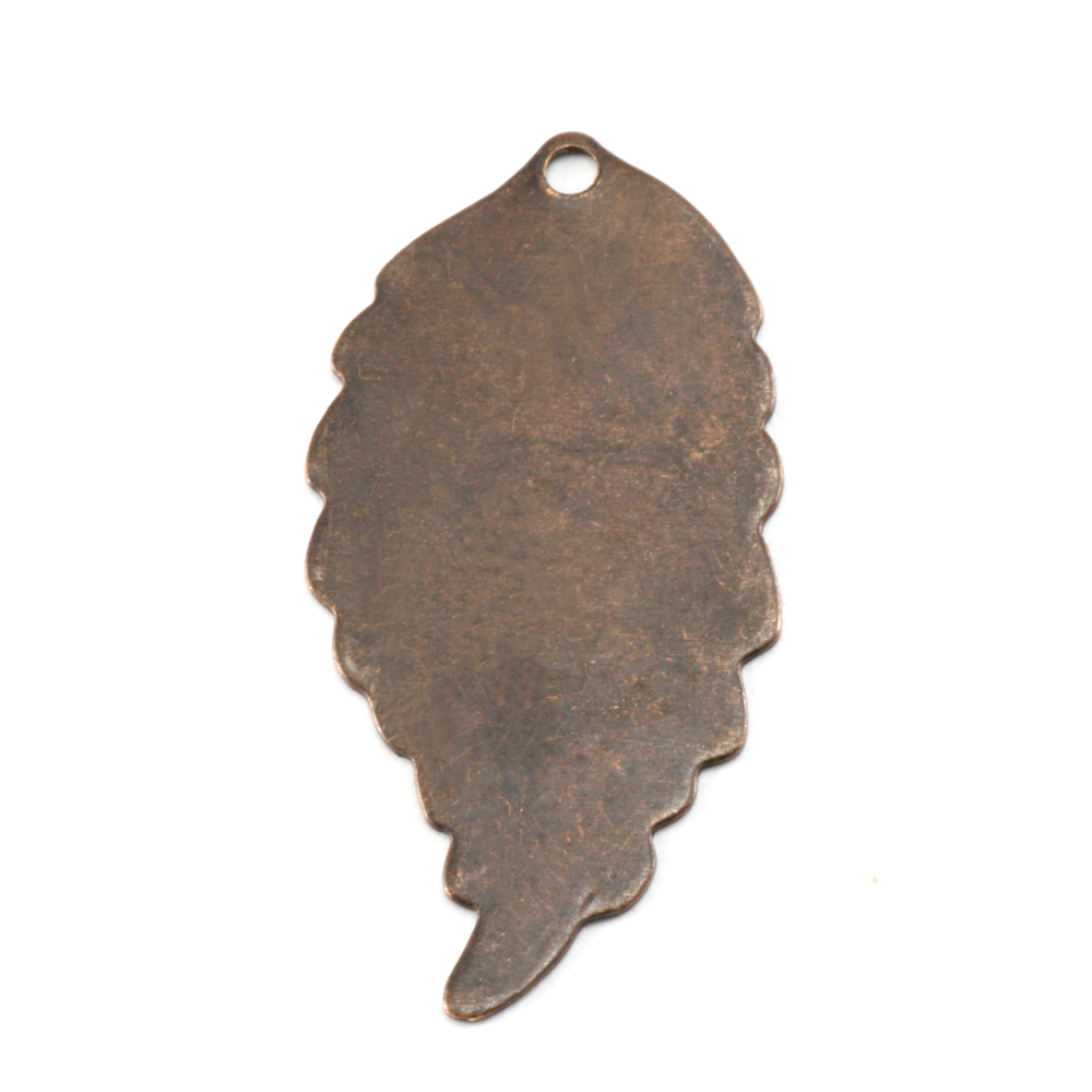 Metal Stamping Blanks Antiqued Brass Leaf with Hole, 29mm (1.14") x 14mm (.55"), 26g